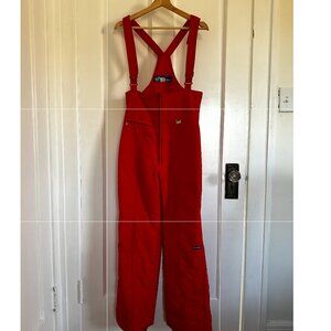 Tomato Red Vintage Sportcaster Snow Bib / Skibib